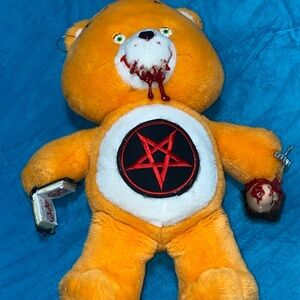 Orange Plush Customized Care Bear with Red Pentagram